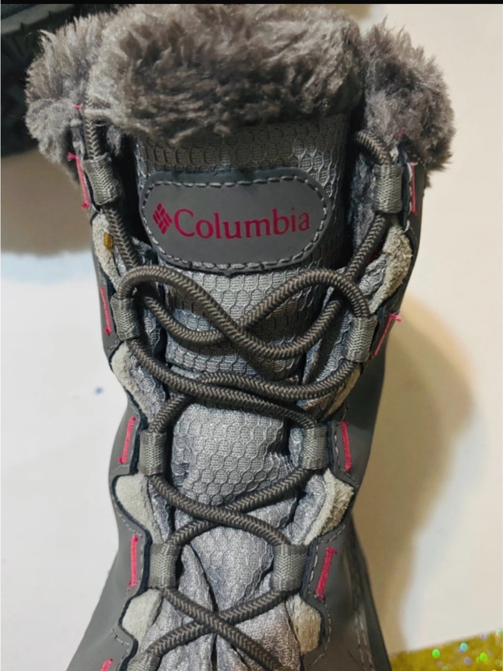 Columbia Women's Gray Winter Boots with Pink Accents